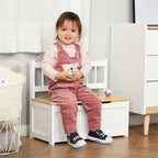 Banc de rangement pour enfants rose/gris/blanc avec couvercle de sécurité – Coffre à jouets et siège 2 en 1