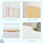 Banc de rangement pour enfants rose/gris/blanc avec couvercle de sécurité – Coffre à jouets et siège 2 en 1