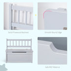 Banc de rangement pour enfants rose/gris/blanc avec couvercle de sécurité – Coffre à jouets et siège 2 en 1