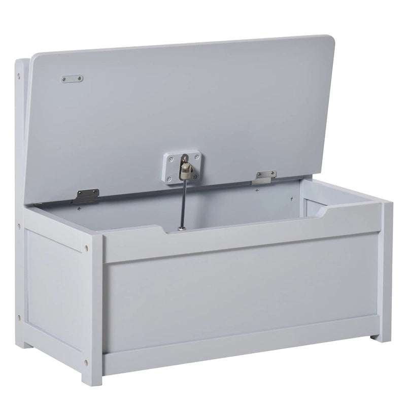 Banc de rangement pour enfants rose/gris/blanc avec couvercle de sécurité – Coffre à jouets et siège 2 en 1