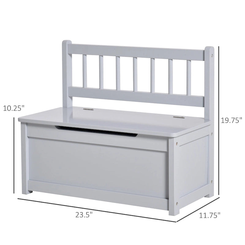 Banc de rangement pour enfants rose/gris/blanc avec couvercle de sécurité – Coffre à jouets et siège 2 en 1