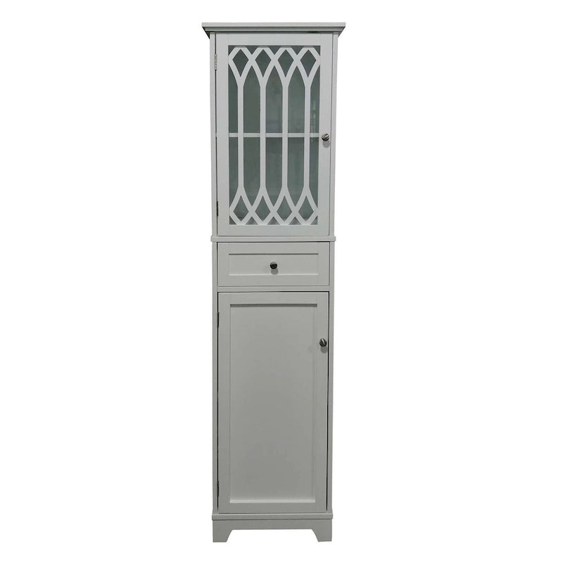 Meuble de Rangement Haut Blanc Brillant avec 2 Portes et Tiroir – Utilisation par 1 Personne