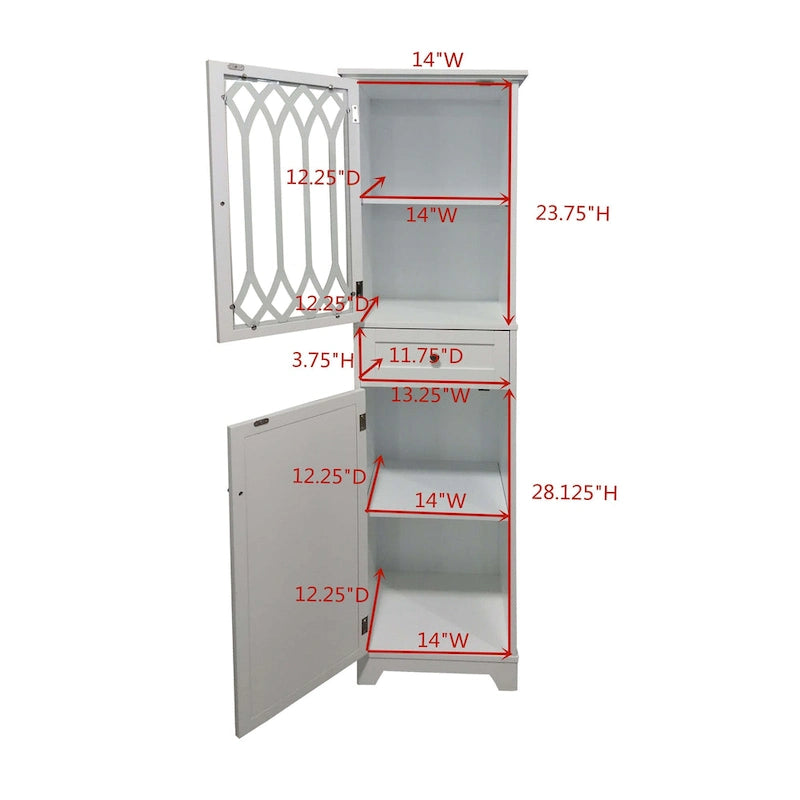 Meuble de Rangement Haut Blanc Brillant avec 2 Portes et Tiroir – Utilisation par 1 Personne