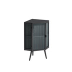 Meuble d'angle de sol en métal blanc/noir, porte simple, 2 étagères