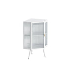 Meuble d'angle de sol en métal blanc/noir, porte simple, 2 étagères