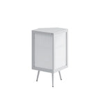 Meuble d'angle de sol en métal blanc/noir, porte simple, 2 étagères