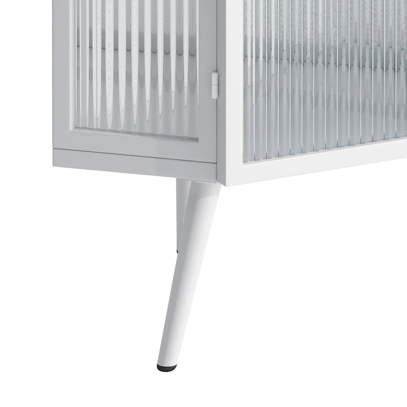 Meuble d'angle de sol en métal blanc/noir, porte simple, 2 étagères