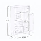 Meuble de rangement au sol blanc – 3 tiroirs et 1 porte, pour 1 personne