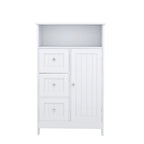 Meuble de rangement au sol blanc – 3 tiroirs et 1 porte, pour 1 personne