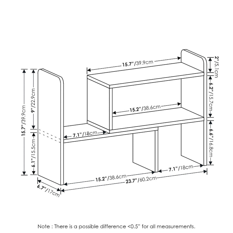 Étagère de bureau simple en chêne français / expresso / blanc