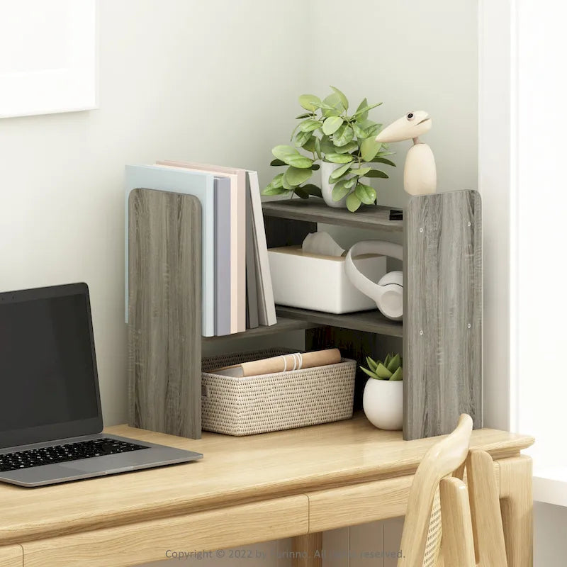 Étagère de bureau simple en chêne français / expresso / blanc