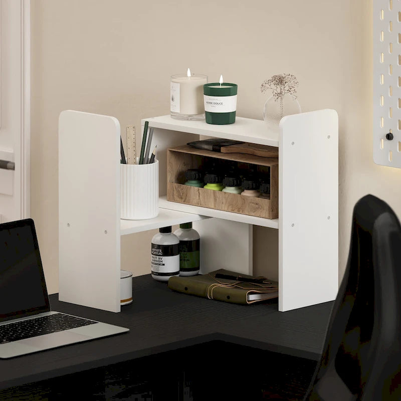 Étagère de bureau simple en chêne français / expresso / blanc