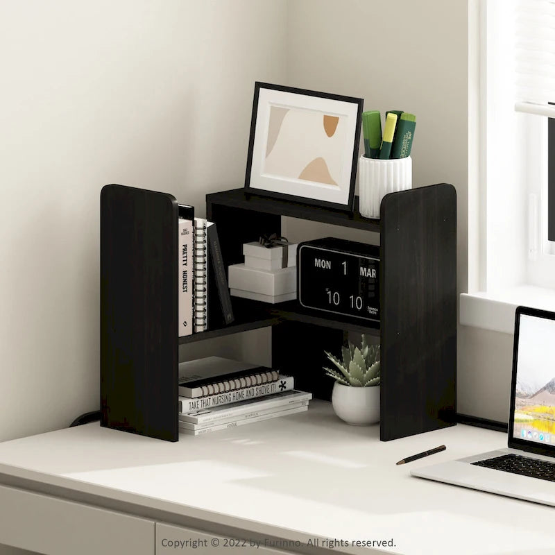 Étagère de bureau simple en chêne français / expresso / blanc