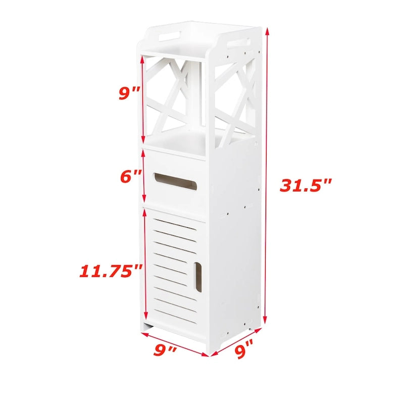 Meuble de salle de bain blanc à 3 niveaux sur pied - Usage unique