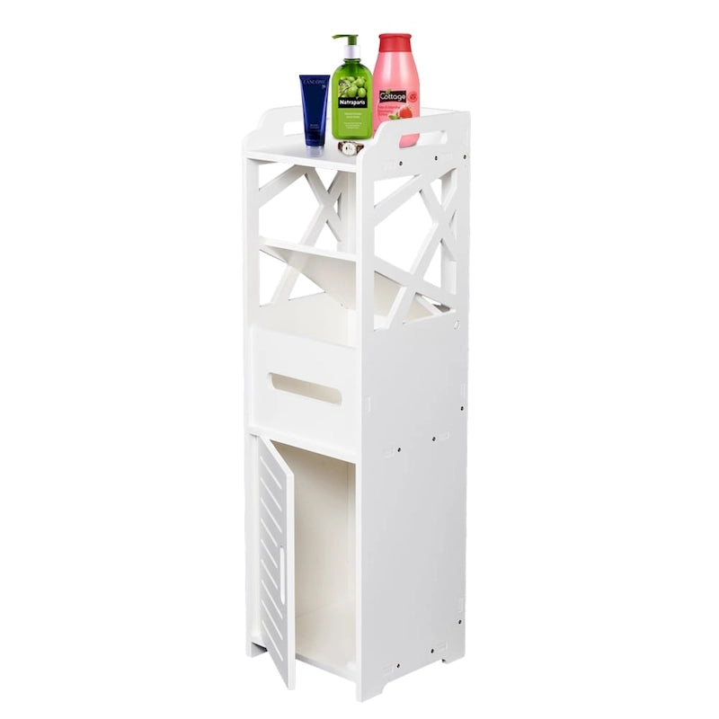 Meuble de salle de bain blanc à 3 niveaux sur pied - Usage unique
