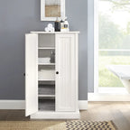 Meuble d'appoint double porte, blanc antique, style côtier