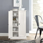 Meuble d'appoint double porte, blanc antique, style côtier
