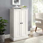 Meuble d'appoint double porte, blanc antique, style côtier