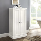 Meuble d'appoint double porte, blanc antique, style côtier