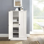Meuble d'appoint double porte, blanc antique, style côtier