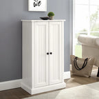 Meuble d'appoint double porte, blanc antique, style côtier