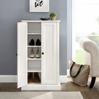 Meuble d'appoint double porte, blanc antique, style côtier