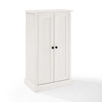 Meuble d'appoint double porte, blanc antique, style côtier