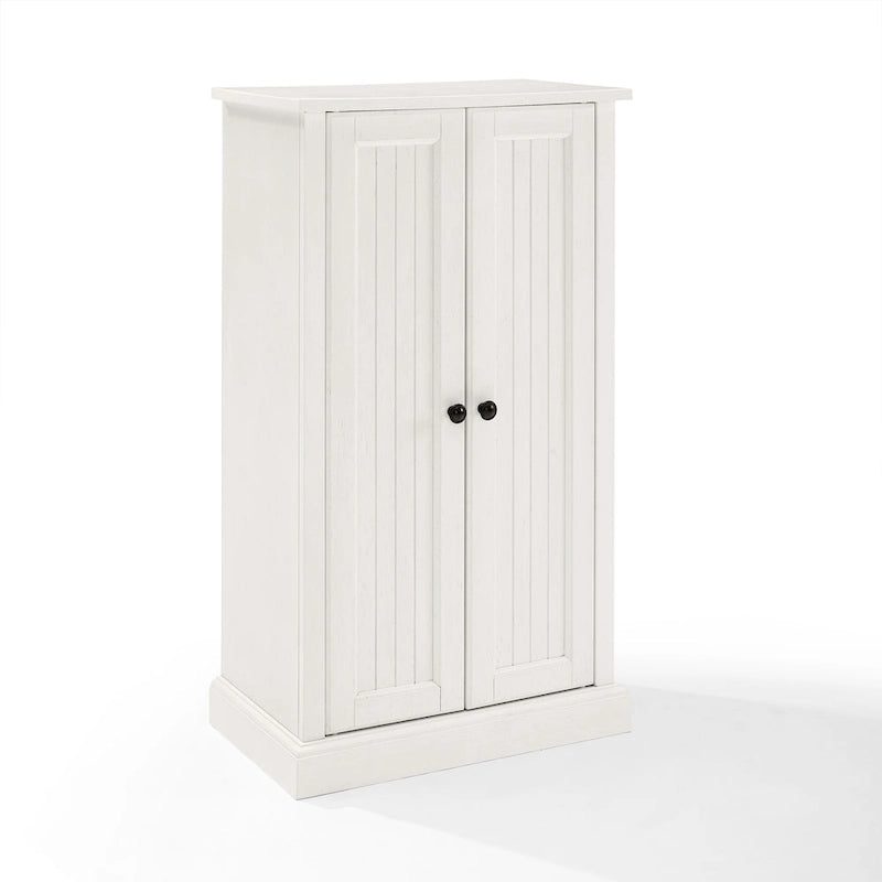 Meuble d'appoint double porte, blanc antique, style côtier