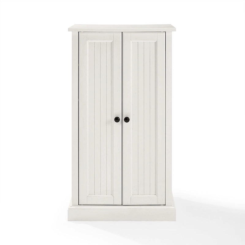 Meuble d'appoint double porte, blanc antique, style côtier