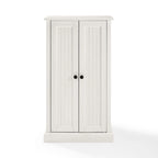 Meuble d'appoint double porte, blanc antique, style côtier