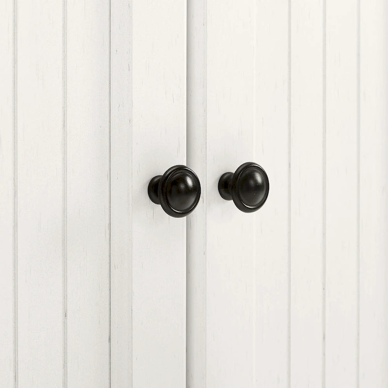 Meuble d'appoint double porte, blanc antique, style côtier