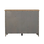 Desserte buffet gris et grès – 3 tiroirs, 2 portes, rangement pour le vin