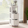 Meuble de rangement bas 2 tiroirs peint en blanc, assemblage 1 personne