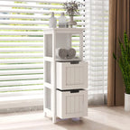 Meuble de rangement bas 2 tiroirs peint en blanc, assemblage 1 personne