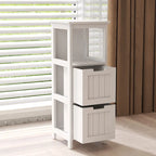 Meuble de rangement bas 2 tiroirs peint en blanc, assemblage 1 personne