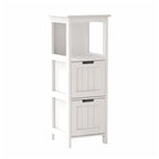 Meuble de rangement bas 2 tiroirs peint en blanc, assemblage 1 personne