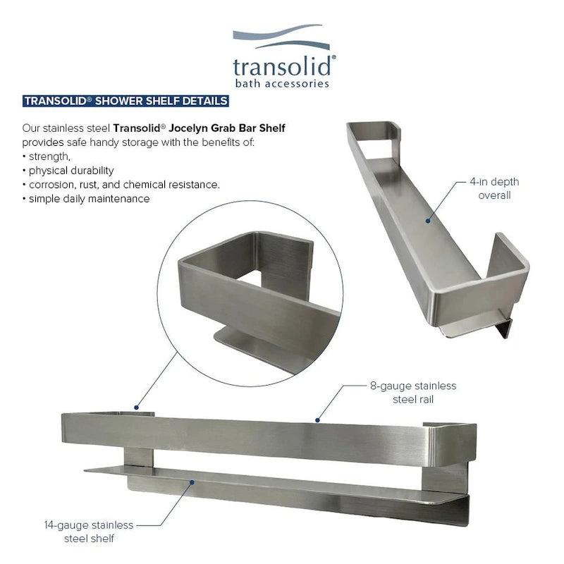 Étagère-barre d'appui en acier inoxydable de 20 po avec rail – Bronze Champagne / Chrome poli / Acier inoxydable brossé / Noir mat