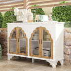 Meuble de rangement rétro blanc style palais — Portes en verre acrylique, 1 pièce