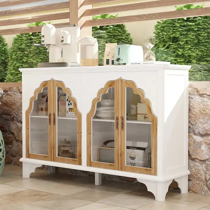 Meuble de rangement rétro blanc style palais — Portes en verre acrylique, 1 pièce