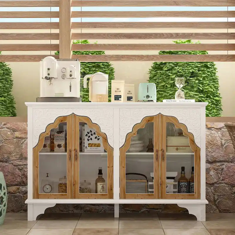 Meuble de rangement rétro blanc style palais — Portes en verre acrylique, 1 pièce
