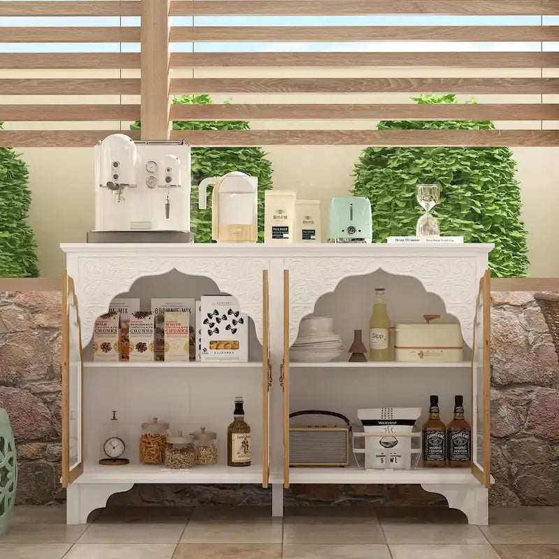 Meuble de rangement rétro blanc style palais — Portes en verre acrylique, 1 pièce