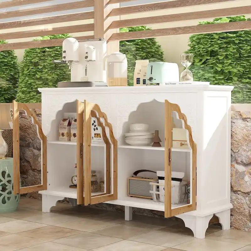 Meuble de rangement rétro blanc style palais — Portes en verre acrylique, 1 pièce
