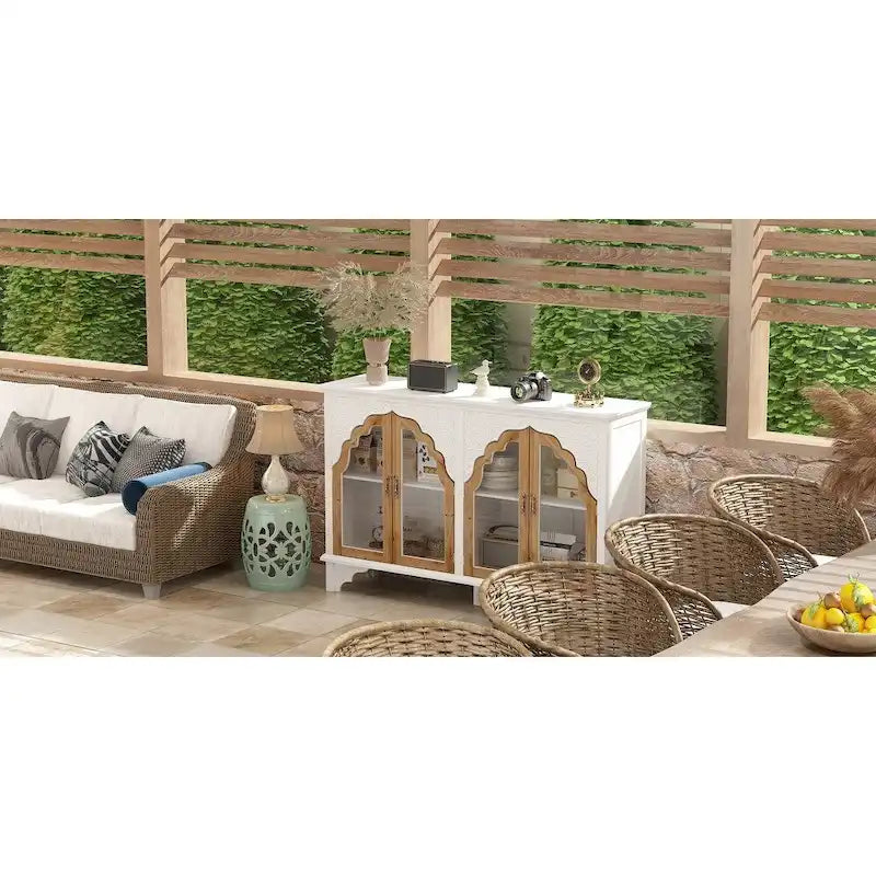 Meuble de rangement rétro blanc style palais — Portes en verre acrylique, 1 pièce