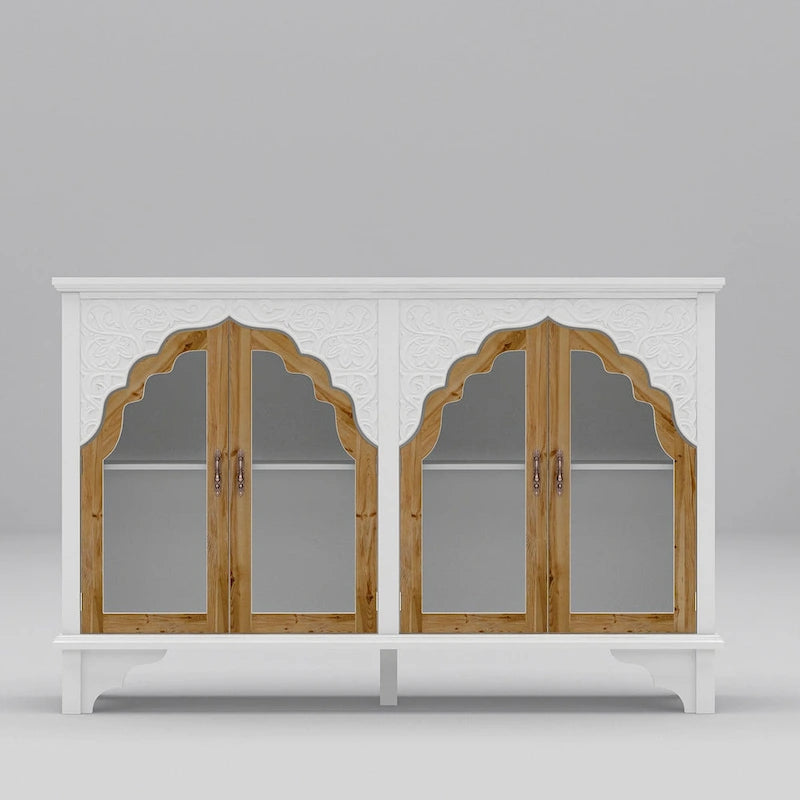 Meuble de rangement rétro blanc style palais — Portes en verre acrylique, 1 pièce