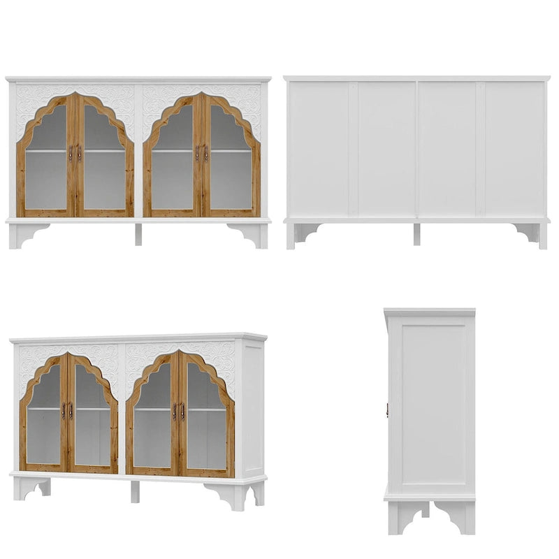 Meuble de rangement rétro blanc style palais — Portes en verre acrylique, 1 pièce