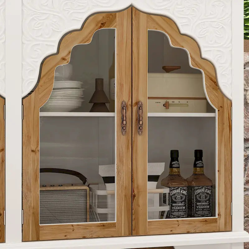 Meuble de rangement rétro blanc style palais — Portes en verre acrylique, 1 pièce