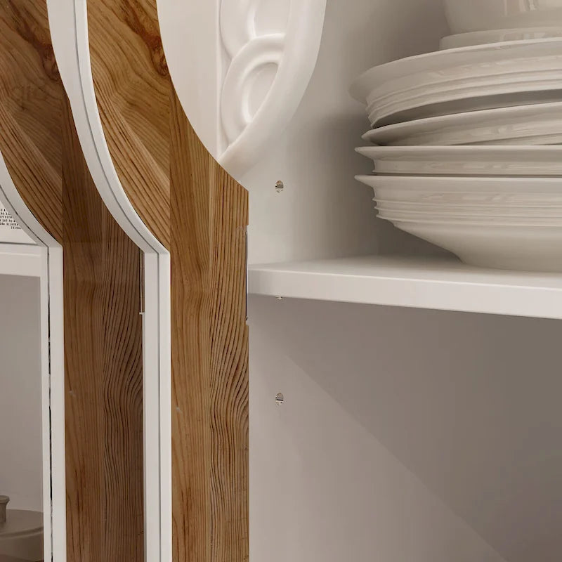 Meuble de rangement rétro blanc style palais — Portes en verre acrylique, 1 pièce