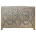 Meuble d'appoint vintage à 2 portes taupe vieilli et argent / noir et or