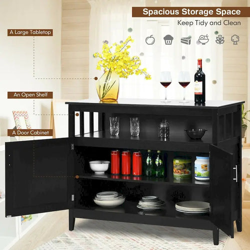 Armoire de cuisine noire à 2 portes, en MDF et pin massif