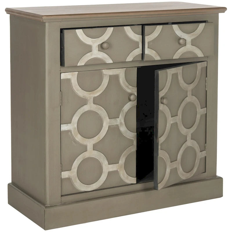 Coffre de rangement gris avec 2 tiroirs et un placard — 1 unité